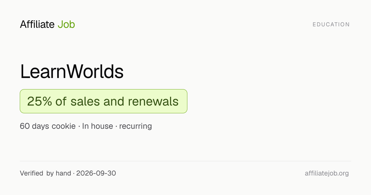 LearnWorlds Affiliate Program: Rates and Terms (2026) | AffiliateJob